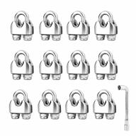 stainless steel wire rope clamp kit - 12pcs m4 cable clips with anti-loosening nuts and heavy-duty u bolt fasteners, includes wire rope clamp tool from tootaci logo