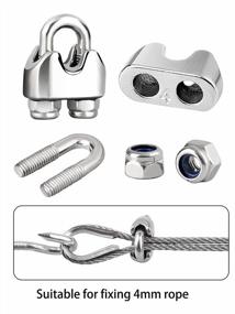 img 1 attached to Stainless Steel Wire Rope Clamp Kit - 12Pcs M4 Cable Clips With Anti-Loosening Nuts And Heavy-Duty U Bolt Fasteners, Includes Wire Rope Clamp Tool From TooTaci