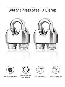 img 3 attached to Stainless Steel Wire Rope Clamp Kit - 12Pcs M4 Cable Clips With Anti-Loosening Nuts And Heavy-Duty U Bolt Fasteners, Includes Wire Rope Clamp Tool From TooTaci