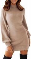 exlura women's mock neck ribbed long sleeve mini sweater dress - cute & bodycon pullover логотип