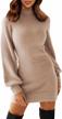 exlura women's mock neck ribbed long sleeve mini sweater dress - cute & bodycon pullover logo