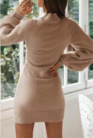 img 1 attached to EXLURA Women'S Mock Neck Ribbed Long Sleeve Mini Sweater Dress - Cute & Bodycon Pullover