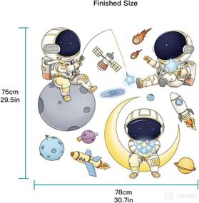 img 3 attached to На русский язык этот заголовок продукта будет переводиться следующим образом: "Наклейки на стену космического путешествия для детей, мальчиков, девочек, спальни, гостиной, ванной, зеркала, классной комнаты - декор стены с космонавтом на клейкой основе (BBLX)".