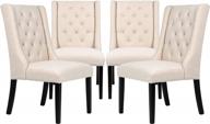 add style and comfort to your dining room with asunflower fabric tufted upholstered chairs - set of 2 cream dining chairs logo