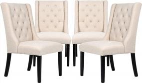 img 4 attached to Add Style And Comfort To Your Dining Room With Asunflower Fabric Tufted Upholstered Chairs - Set Of 2 Cream Dining Chairs