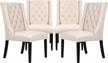 add style and comfort to your dining room with asunflower fabric tufted upholstered chairs - set of 2 cream dining chairs logo