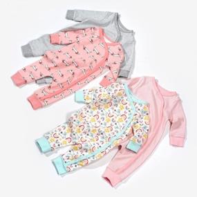 img 2 attached to Teach Leanbh Baby Boys Girls 2 Pack Footless Pajamas Cotton Long Sleeve Stripes Printing Side Snap Romper Jumpsuit