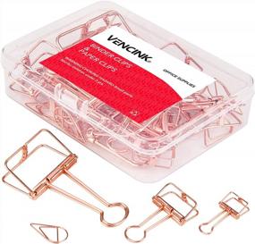 img 4 attached to Assorted Sizes Rose Gold Wire Binder Clips And Cute Paper Clips Set - Includes 2 Large, 6 Medium, And 10 Small Stainless Hollow Office Clamp Clips With Smooth Finishing