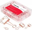 assorted sizes rose gold wire binder clips and cute paper clips set - includes 2 large, 6 medium, and 10 small stainless hollow office clamp clips with smooth finishing logo