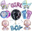 gender reveal confetti balloons tricked pack for baby shower - proloso 36, with baby foil balloons and letter banner logo