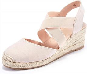 img 3 attached to Women'S Closed Toe Platform Wedge Sandals With Elastic Straps And Criss Cross Design - Mid Heel Espadrilles For Summer Style