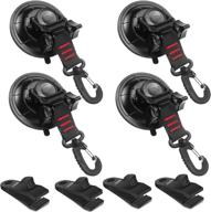 🚀 vashly heavy duty suction cup anchor set - 4 strong suction cups with hooks & 4 tarp clips for secure tie down, car awning, boat camping & trapping purposes logo