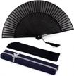 black silk bamboo folding fans, chinese/japanese classical simplicity style diy decoration wedding party dance easter gift props kimono (carving) logo