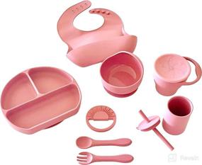 img 4 attached to 🍼 LilArtie Baby Silicone Feeding Set in Powder Rose: A Complete Mealtime Solution for Your Little One