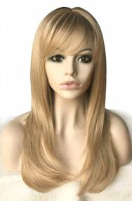 img 3 attached to Look Stunning With Auflaund'S 22-Inch Long Straight Blonde Wigs In Ombre With Dark Root And Layered High Density Glazed Hair Replacement For Women With Inclined Bangs (T/Blonde)