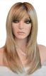 look stunning with auflaund's 22-inch long straight blonde wigs in ombre with dark root and layered high density glazed hair replacement for women with inclined bangs (t/blonde) logo
