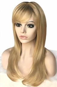img 1 attached to Look Stunning With Auflaund'S 22-Inch Long Straight Blonde Wigs In Ombre With Dark Root And Layered High Density Glazed Hair Replacement For Women With Inclined Bangs (T/Blonde)