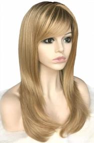 img 2 attached to Look Stunning With Auflaund'S 22-Inch Long Straight Blonde Wigs In Ombre With Dark Root And Layered High Density Glazed Hair Replacement For Women With Inclined Bangs (T/Blonde)