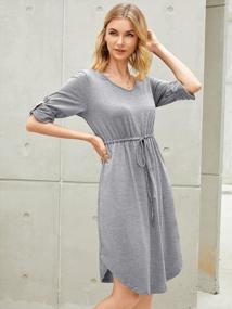 img 2 attached to Celmia Women'S Casual Midi Dress With Long Sleeves, Drawstring Waist, V Neck, And Side Split - Latest 2021 Fashion
