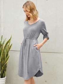 img 3 attached to Celmia Women'S Casual Midi Dress With Long Sleeves, Drawstring Waist, V Neck, And Side Split - Latest 2021 Fashion