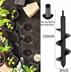 img 3 attached to 3X12 Inch Garden Auger Spiral Drill Bit For Rapid Planting - Fits 3/8" Hex Drive Drill - Ideal For Planting Tulips, Iris, Bedding Plants, And Removing Weeds And Roots