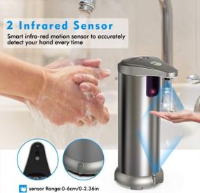 img 3 attached to Nozama Soap Dispenser, Stainless Steel Touchless Automatic Soap Dispenser Equipped 4PCS AAA Alkaline Battery W/Infrared Motion Sensor Waterproof Base Adjustable Switches Suitable For Bathroom Kitchen