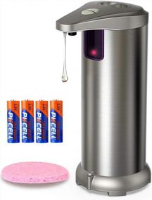 img 4 attached to Nozama Soap Dispenser, Stainless Steel Touchless Automatic Soap Dispenser Equipped 4PCS AAA Alkaline Battery W/Infrared Motion Sensor Waterproof Base Adjustable Switches Suitable For Bathroom Kitchen