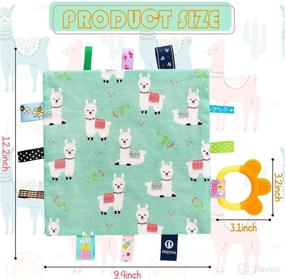 img 3 attached to 2-Pack Baby Soothing Plush Blankets with Unicorn Alpaca Design and Colorful Taggies Teether - Soft Security Blankets for Infants, Newborns, and Toddlers - Comfortable Hand Towels, Keepsake Toys, Perfect Gift