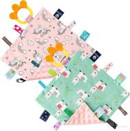 2-pack baby soothing plush blankets with unicorn alpaca design and colorful taggies teether - soft security blankets for infants, newborns, and toddlers - comfortable hand towels, keepsake toys, perfect gift логотип