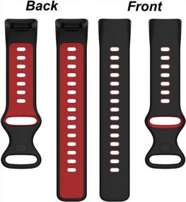 img 3 attached to 3 Pack Fitbit Charge 5 Bands для женщин и мужчин, мягкие силиконовые сменные ремешки для часов Браслеты Аксессуары Спортивный ремешок, совместимый с Fitbit Charge 5