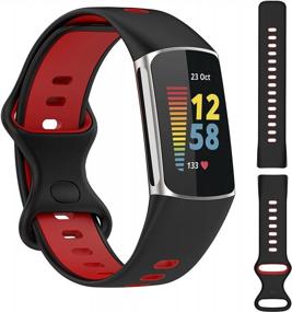 img 4 attached to 3 Pack Fitbit Charge 5 Bands для женщин и мужчин, мягкие силиконовые сменные ремешки для часов Браслеты Аксессуары Спортивный ремешок, совместимый с Fitbit Charge 5