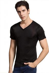 img 2 attached to Men'S Mulberry Silk V-Neck T-Shirts: Slim-Fit Short Sleeve Undershirts By Zylioo