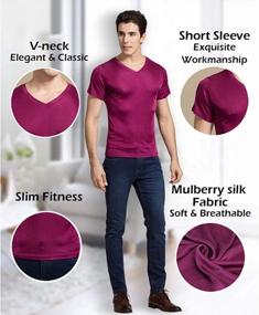 img 1 attached to Men'S Mulberry Silk V-Neck T-Shirts: Slim-Fit Short Sleeve Undershirts By Zylioo