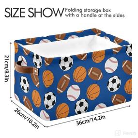 img 1 attached to 📦 Versatile Rectangular Storage Basket Bin with Leather Handles - Ideal for Sports Enthusiasts, Toy Organization, and Stylish Baby Room Decor