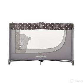 img 1 attached to 👶 Pamo Babe Grey Portable Crib Baby Playpen: Mattress & Carry Bag included!