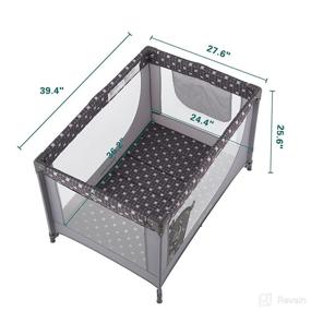 img 3 attached to 👶 Pamo Babe Grey Portable Crib Baby Playpen: Mattress & Carry Bag included!