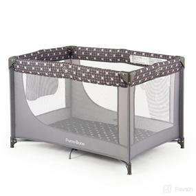 img 4 attached to 👶 Pamo Babe Grey Portable Crib Baby Playpen: Mattress & Carry Bag included!