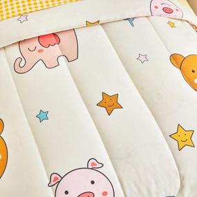 img 3 attached to Adorable Flysheep 4 Piece Beige Toddler Bedding Set With Happy Animal Prints - Soft And Comfortable Microfiber For Baby Boys And Girls