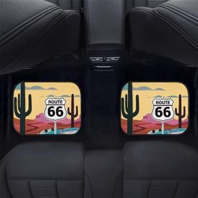 img 1 attached to 🚗 Poceacles 66 Route Print Car Floor Foot Mat: Stylish Heavy Duty Rubber, 4-Piece Set for All Weather Protection and Interior Decoration