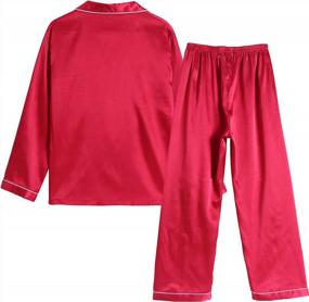 img 3 attached to Unisex Satin Pajama Set For Big Kids - Long Sleeve Button Down Sleepwear For Girls And Boys