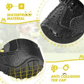 img 1 attached to FLOWRALiKI Waterproof Dog Boots with Reflective Anti-Slip Sole 🐾 - Ideal Dog Shoes for Small, Medium, and Large Dogs (4PCS)