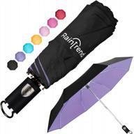 lightweight and windproof compact umbrella for travel: automatic open and close with teflon coating - ideal for sun and rain! logo