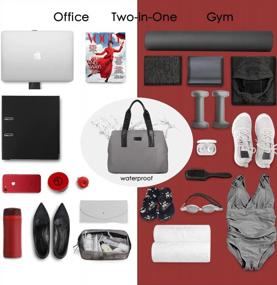 img 3 attached to CHICECO Grey Travel Yoga Gym Bag For Women - Work Tote With 2 Separate Shoe Bags, Wet/Dry Storage Pockets & Carryall Sports Duffle Bag