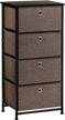 langria 4 drawer home dresser storage tower clothes organizer with easy-pull faux linen drawers and metal frame features wooden tabletop premium finish for guest room, dorm, hallway, or office (brown) logo