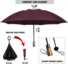 img 2 attached to Ветрозащитный перевернутый обратный складной зонт - большой портативный зонт от дождя с автоматическим компактным дизайном для путешествий