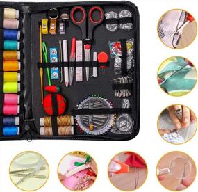 img 1 attached to 🧵 Premium Sewing Kit for Beginner & Advanced Sewers - Oxford Fabric Supplies, Thread & Needle Set, Sewing Accessories, Travel-Friendly Organizer Box - Ideal for Kids, Adults, DIY, Home, and Emergencies (Rainbow)