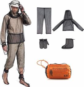 img 4 attached to HOMEYA Net Suit, Netting With Jacket Hood & Pants, Mitts & Socks, Lightweight Fine Mesh Full Body Clothing For Men & Women, For Camping, Hunting, Hiking, Fishing With Free Carry Pouch