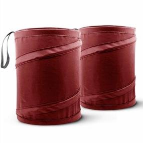 img 4 attached to Car Trash Can, Portable Garbage Bin, Collapsible Pop-Up Water Proof Bag, Waste Basket Bin, Rubbish Bin (2 Pack, Maroon)