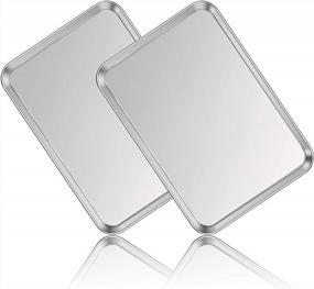 img 4 attached to Deedro Stainless Steel Baking Sheet Set Of 2 - Non Toxic & Heavy Duty Cookie Tray, Rust Free Mirror Finish Oven Pan 20 X 14 X 1.3 Inch - Easy Clean & Dishwasher Safe.