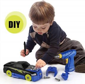 img 1 attached to GILOBABY 26 Pieces Take Apart Racing Car Toys, Build Your Own Assembly Vehicle, STEM Building Construction Set With Drill, Sounds & Lights, Birthday Gifts For Children Kids Boys Girls Age 3-5
